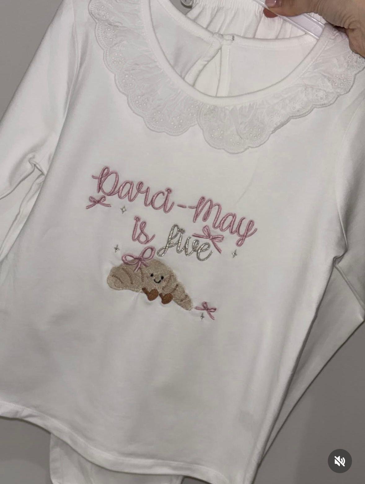 White Frill Croissant Pyjamas