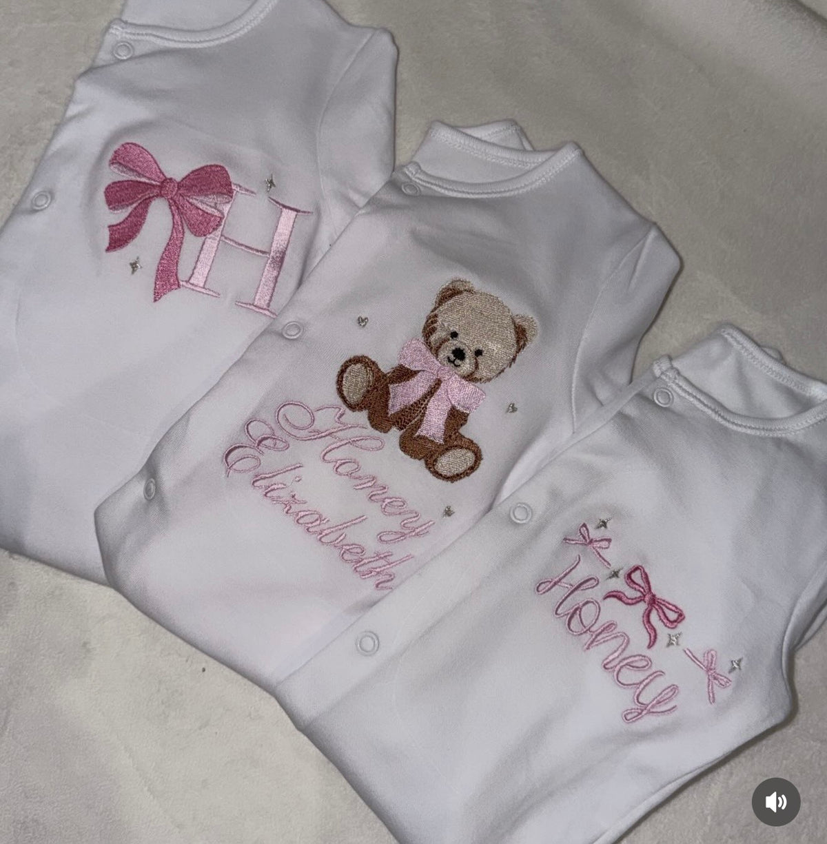 Bow theme 3 babygrows bundle