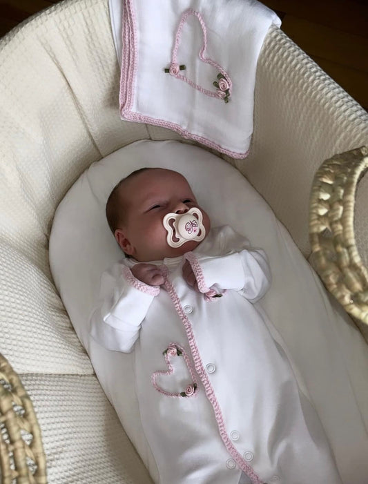 Crochet Babygrow and Muslin Set