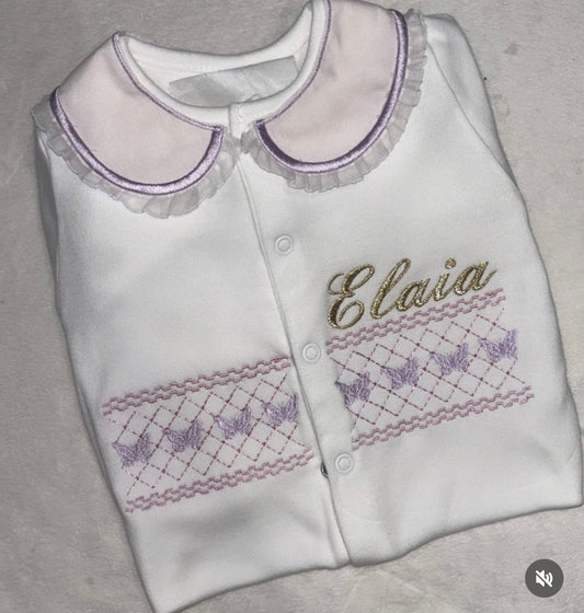 Butterfly Smocked Babygrow