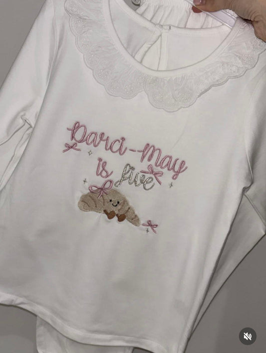 White Frill Croissant Pyjamas