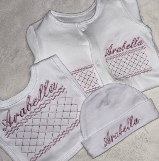 Babygrow hat and bib bundle