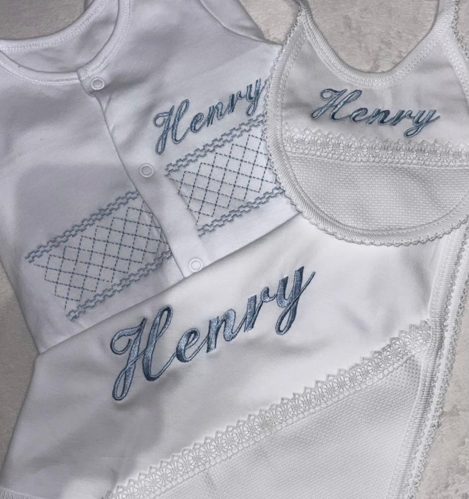Babygrow, blanket & bib set