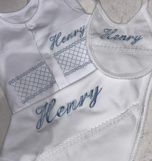 Babygrow, blanket & bib set